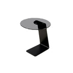 Modern Black Clear Glass Round Side Table for Couch