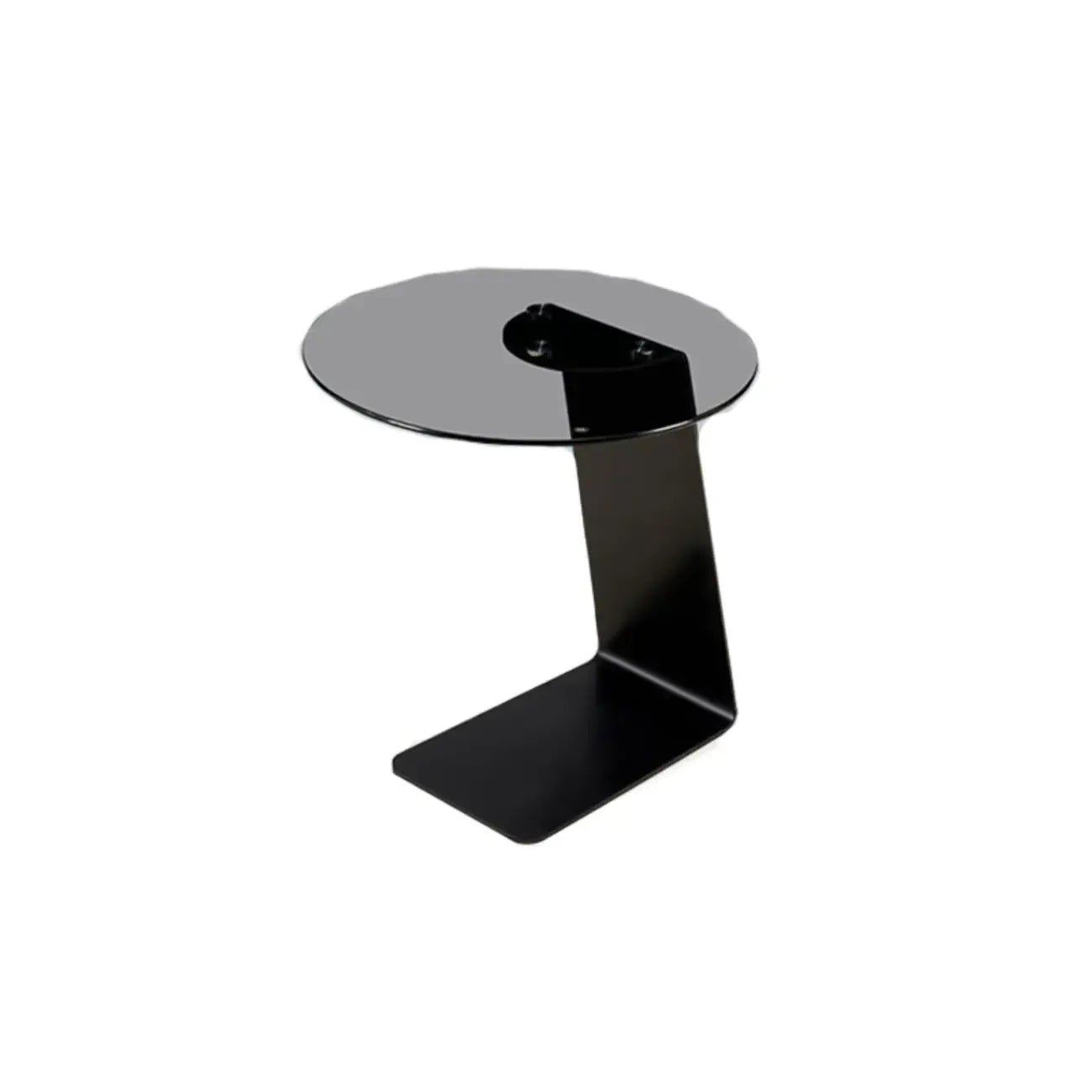 Modern Black Clear Glass Round Side Table for Couch