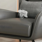 Modern Beige Leather Accent Chair with One Pillow