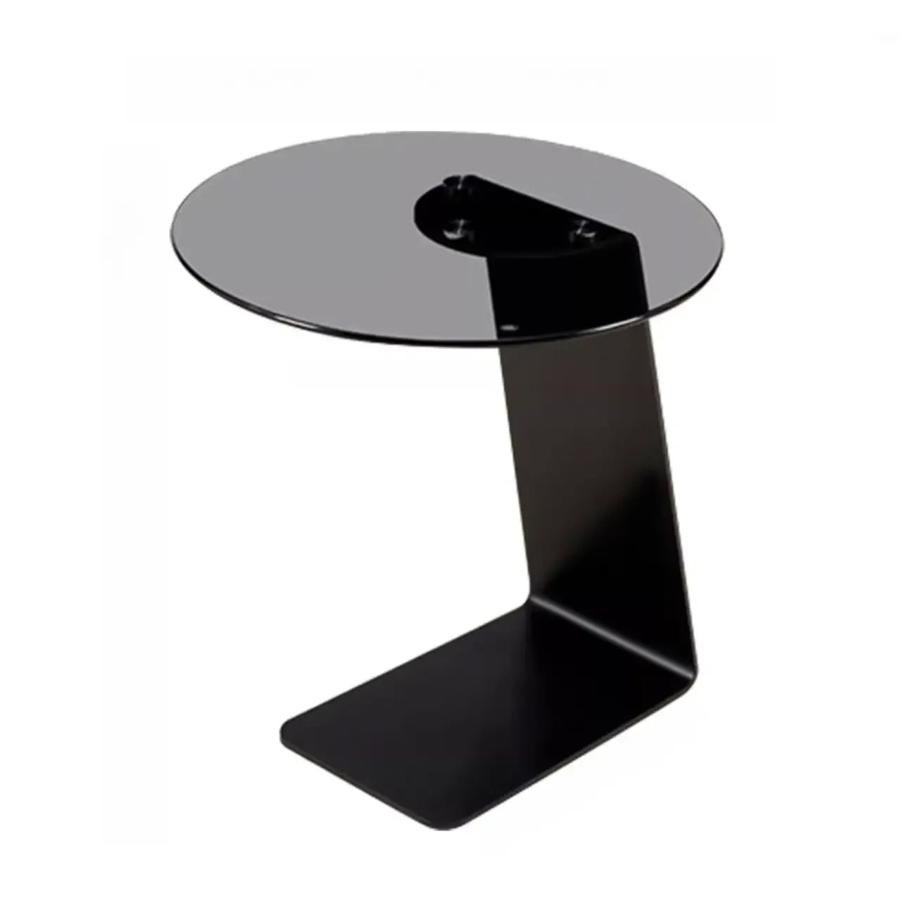 Modern Black Clear Glass Round Side Table for Couch