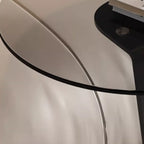 Modern Black Clear Glass Round Side Table for Couch