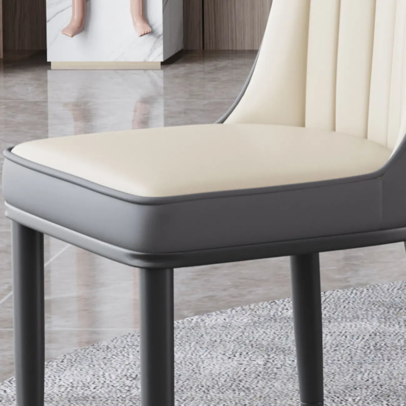 Modern Leather Upholstered Dining Chair with High Back