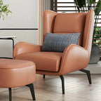 Modern Beige Leather Accent Chair with One Pillow