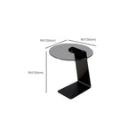 Modern Black Clear Glass Round Side Table for Couch