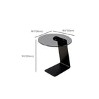 Modern Black Clear Glass Round Side Table for Couch