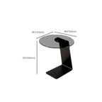 Modern Black Clear Glass Round Side Table for Couch