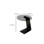 Modern Black Clear Glass Round Side Table for Couch