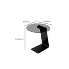 Modern Black Clear Glass Round Side Table for Couch
