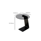Modern Black Clear Glass Round Side Table for Couch