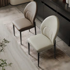 Modern Oval Back Faux Leather Armless Dining Chair