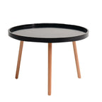 Modern Round Waterproof Coffee Table with Wood Three Leg