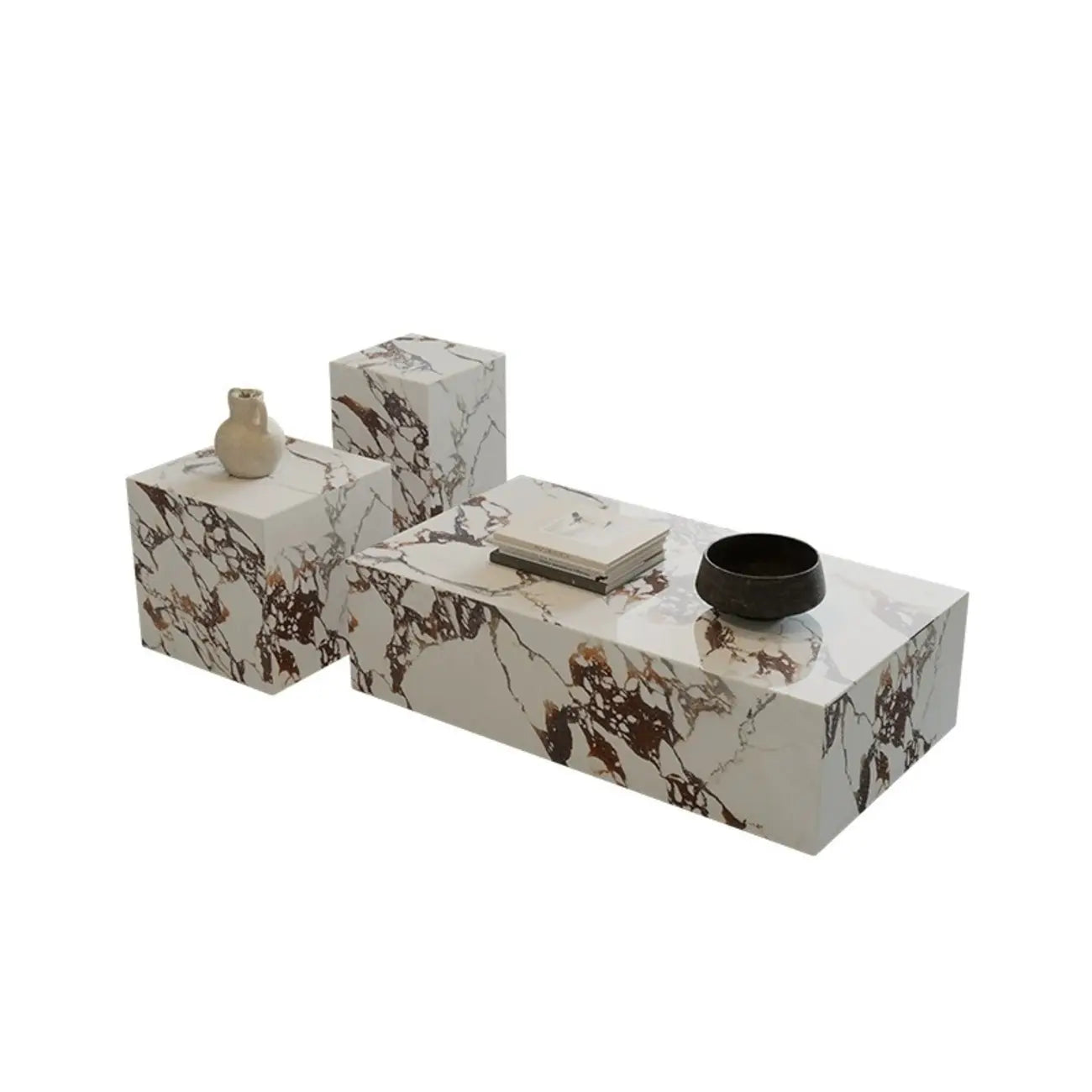 Modern Wooden  Coffee Table Set with Square Design