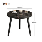 Natural Espresso Wood Small Round End Side Table with Tray Top & Shelf