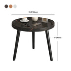 Natural Espresso Wood Small Round End Side Table with Tray Top & Shelf