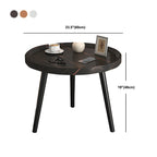 Natural Espresso Wood Small Round End Side Table with Tray Top & Shelf