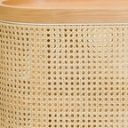 Rustic Natural Wooden Bedside Table with Open Storage Shelves