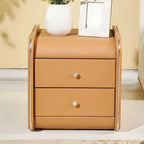 Stylish Narrow Faux Leather Bedside Table with 2 Drawers
