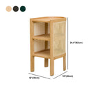 Rustic Natural Wooden Bedside Table with Open Storage Shelves