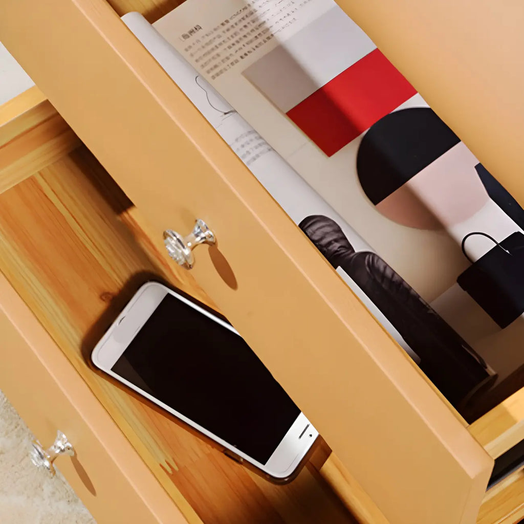 Stylish Narrow Faux Leather Bedside Table with 2 Drawers