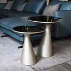 Modern Round Metal and Glass Side Table for Living Room