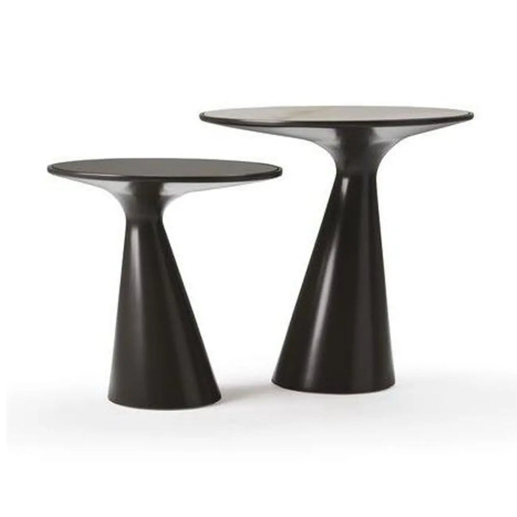 Modern Round Metal and Glass Side Table for Living Room
