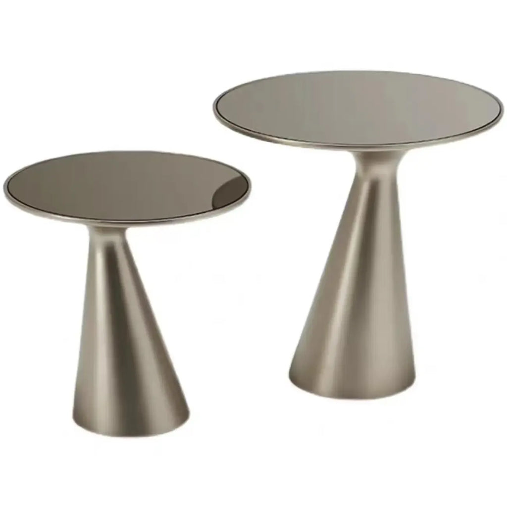 Modern Round Metal and Glass Side Table for Living Room