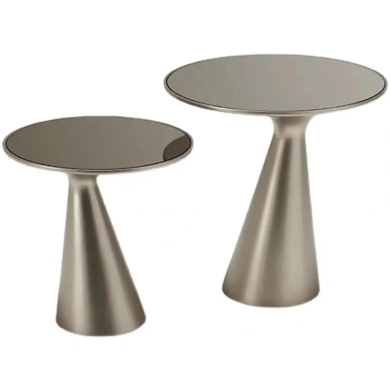 Modern Round Metal and Glass Side Table for Living Room