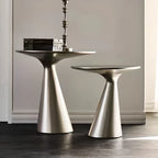 Modern Round Metal and Glass Side Table for Living Room