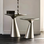 Modern Round Metal and Glass Side Table for Living Room