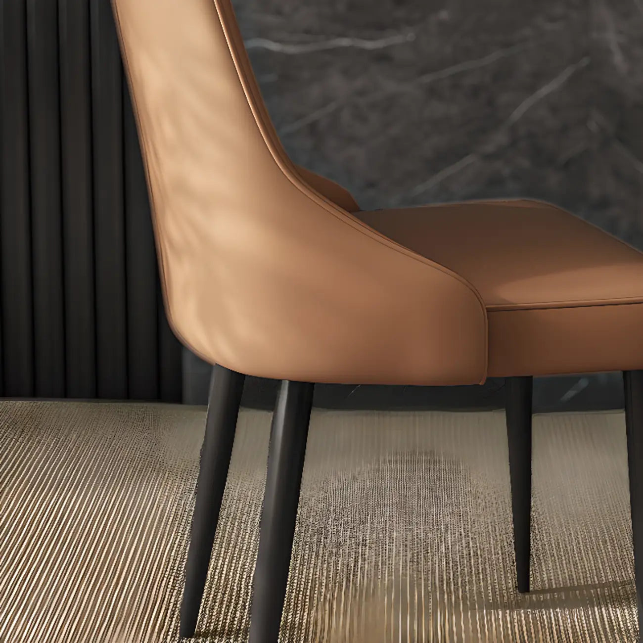 Modern Armless Faux Leather Upholstered High Back Dining Chair