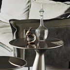 Modern Round Metal and Glass Side Table for Living Room