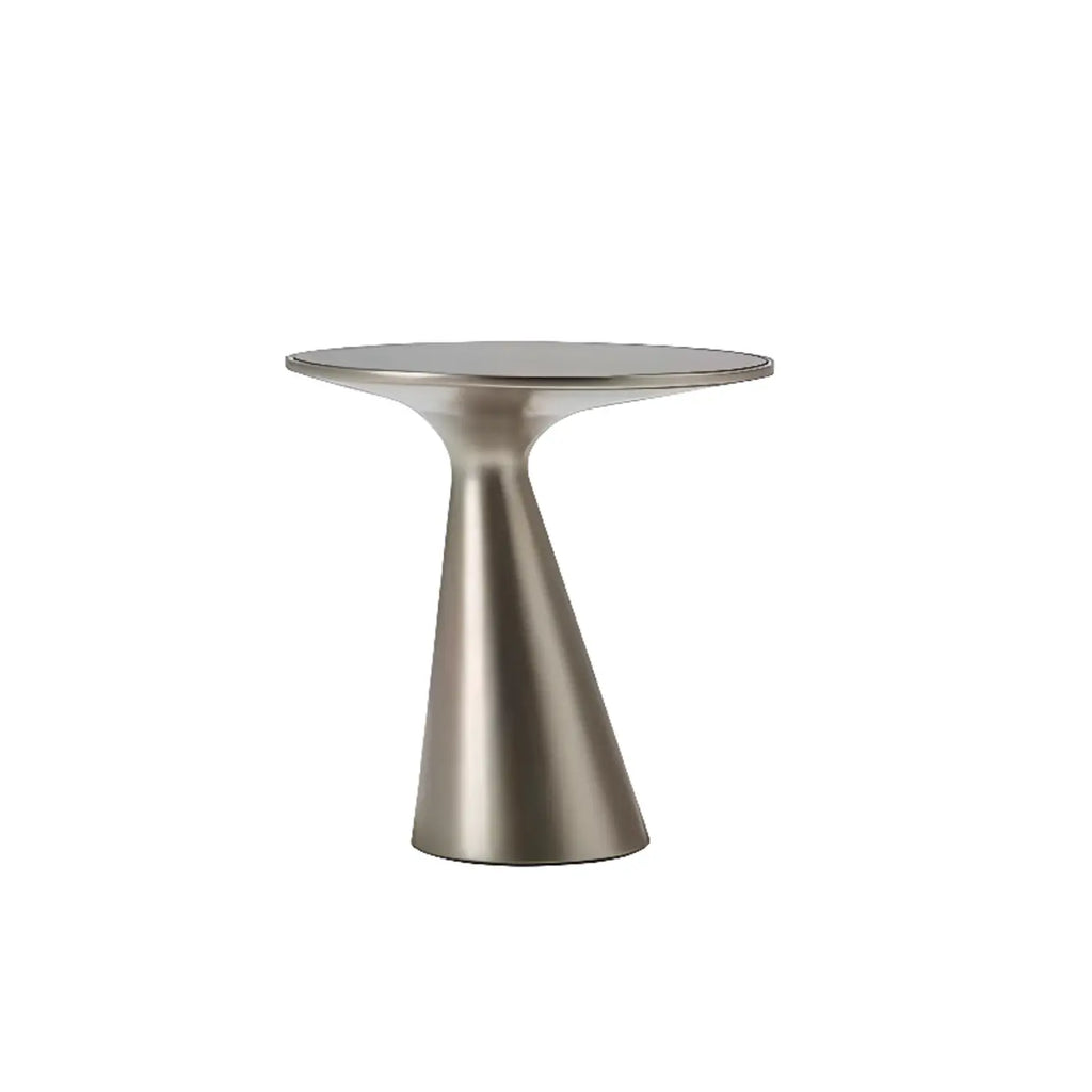 Modern Round Metal and Glass Side Table for Living Room
