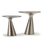 Modern Round Metal and Glass Side Table for Living Room