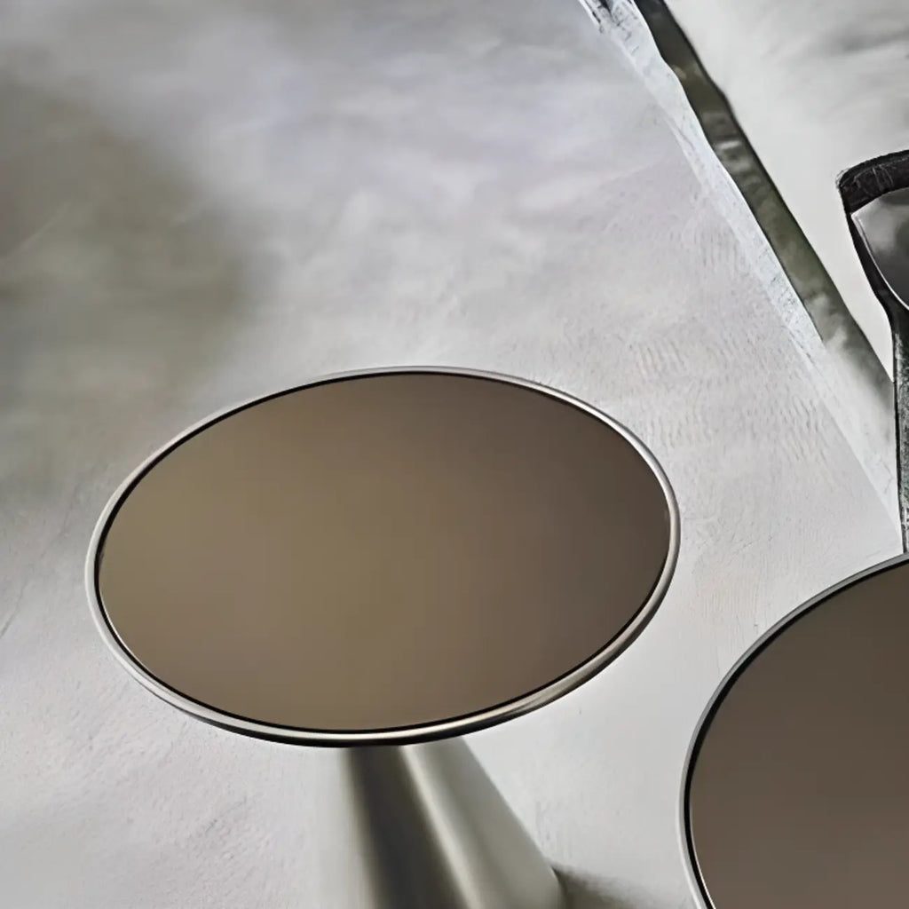 Modern Round Metal and Glass Side Table for Living Room