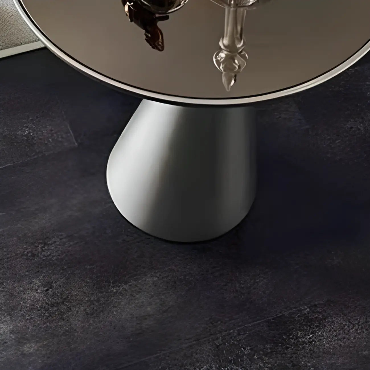 Modern Round Metal and Glass Side Table for Living Room