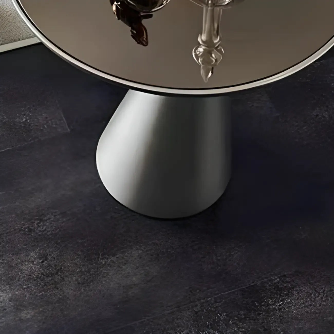 Modern Round Metal and Glass Side Table for Living Room