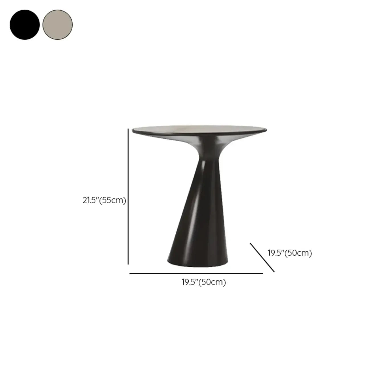 Modern Round Metal and Glass Side Table for Living Room