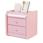 Stylish Narrow Faux Leather Bedside Table with 2 Drawers
