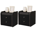 Stylish Narrow Faux Leather Bedside Table with 2 Drawers
