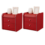 Stylish Narrow Faux Leather Bedside Table with 2 Drawers