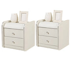 Stylish Narrow Faux Leather Bedside Table with 2 Drawers