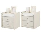 Stylish Narrow Faux Leather Bedside Table with 2 Drawers