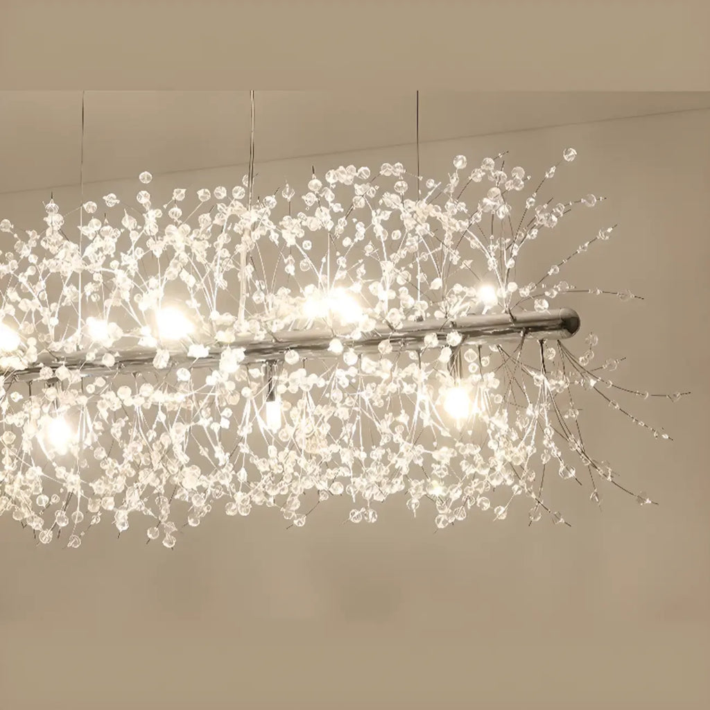 Golden Geometric Crystal Island Light Adjustable Hanging Length