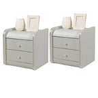Stylish Narrow Faux Leather Bedside Table with 2 Drawers