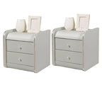 Stylish Narrow Faux Leather Bedside Table with 2 Drawers