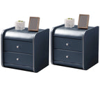 Stylish Narrow Faux Leather Bedside Table with 2 Drawers