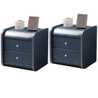 Stylish Narrow Faux Leather Bedside Table with 2 Drawers