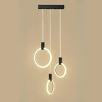 Customizable Gold Ring LED Cluster Pendant Light for Staircase