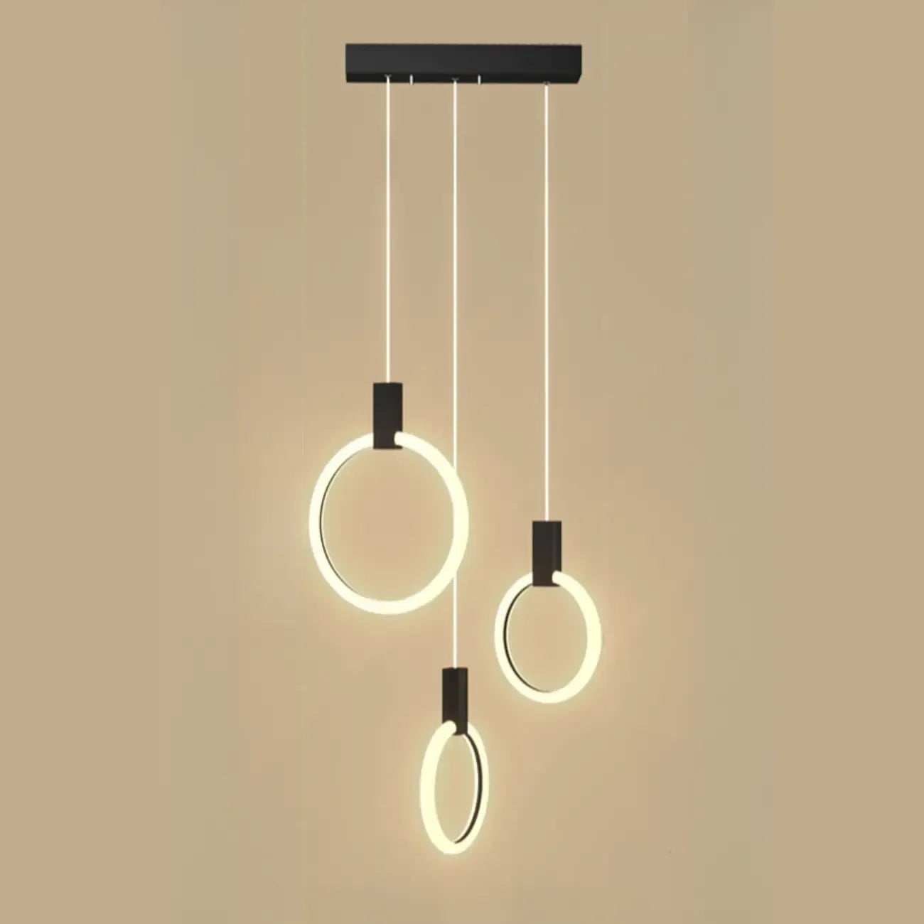 Customizable Gold Ring LED Cluster Pendant Light for Staircase