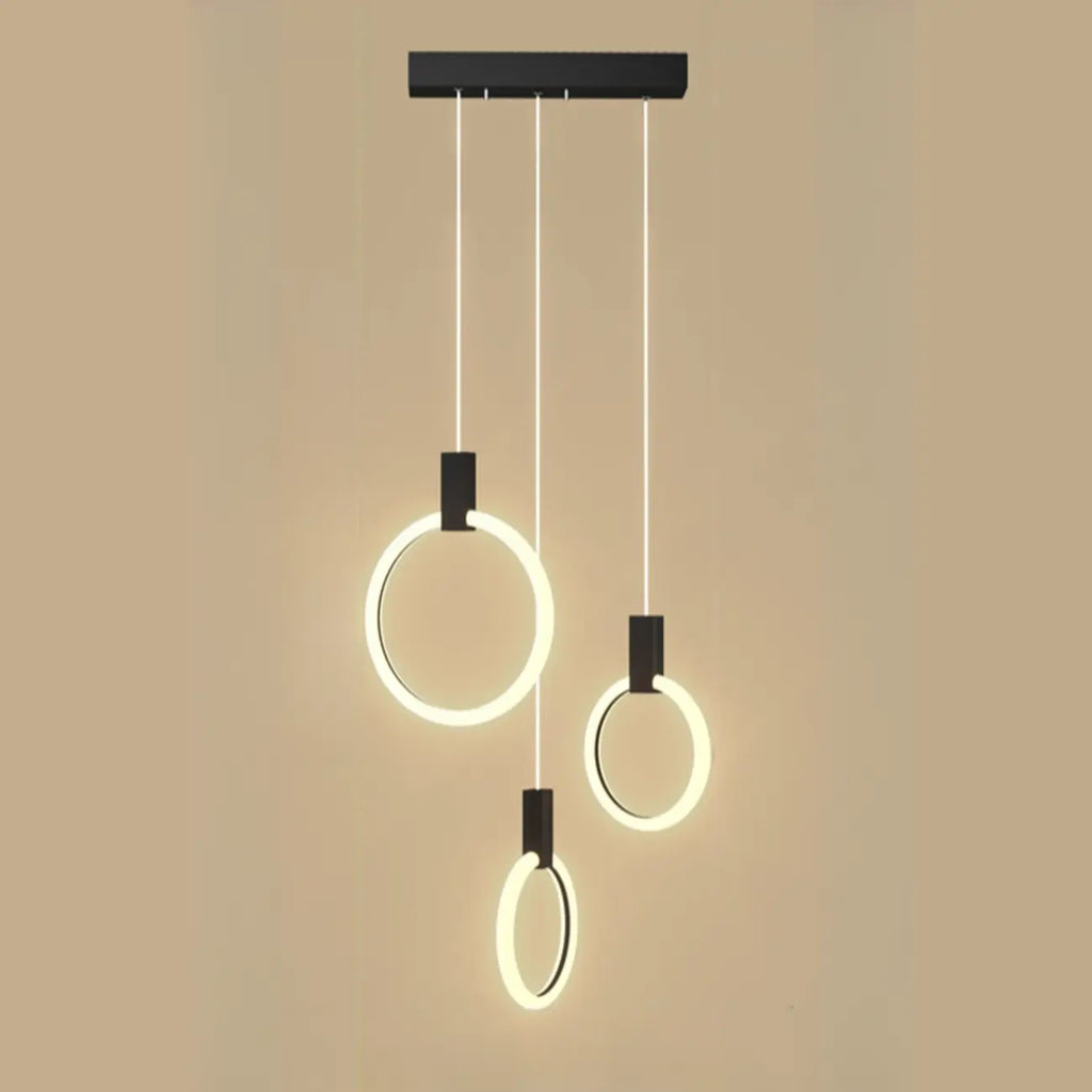 Customizable Gold Ring LED Cluster Pendant Light for Staircase